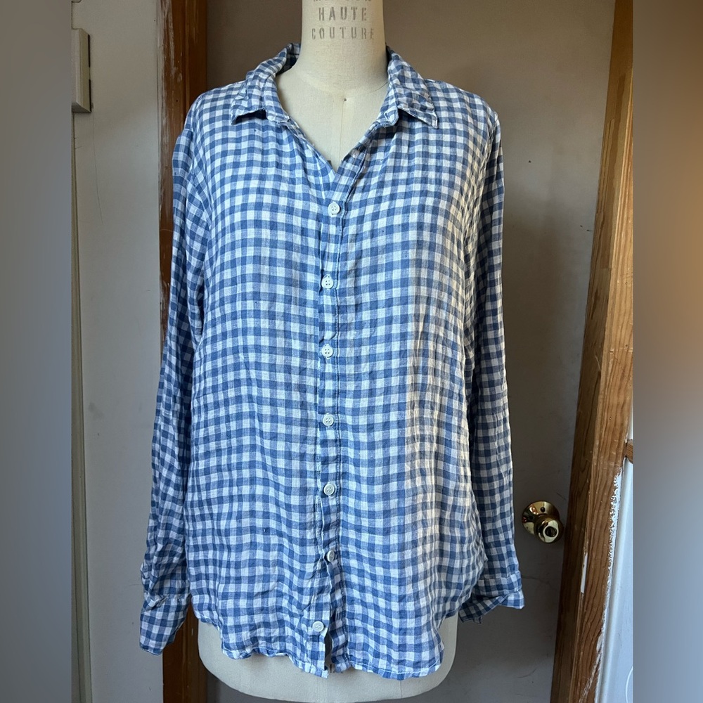 $238 CP Shades Romy Shirt in Gingham Linen - Size M